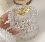ins wind transparent glass golden butterfly jar jewelry jewelry cotton swab storage box embossed European-style storage storage - Image 2
