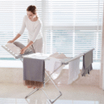 Qindao electric heating folding clothes drying rack wing-shaped floor foldable clothes drying rack clothes drying rainy season drying clothes