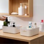 Yujia Liangpin Storage Box Desktop Storage Basket Multi-purpose Cosmetic Storage Box Japanese Simple Miscellaneous Storage Box Parts Box White Trumpet - Image 3