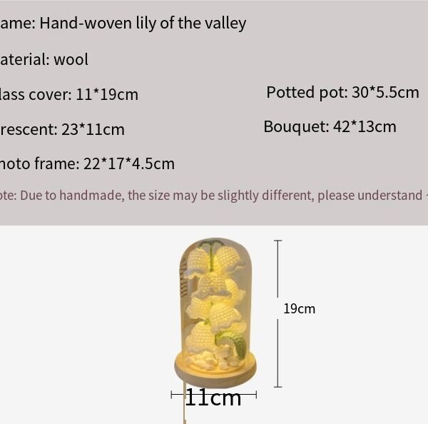Lily of the valley flower night light material wrapped wool flower DIY finished crochet hand-knitted bouquet birthday gift