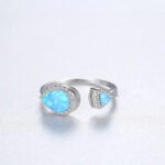 PAG&MAG Sterling Silver S925 European and American Opal Ring Opening Adjustable Women's Ring Cross-Mirror Explosive First Jewelry - Image 6