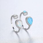 PAG&MAG Sterling Silver S925 European and American Opal Ring Opening Adjustable Women's Ring Cross-Mirror Explosive First Jewelry - Image 3