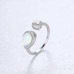 PAG&MAG Sterling Silver S925 European and American Opal Ring Opening Adjustable Women's Ring Cross-Mirror Explosive First Jewelry - Image 2