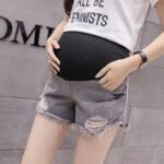 2022 maternity denim shorts summer maternity three-point pants support belly pants real denim shorts maternity wear - Image 3