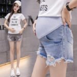 2022 maternity denim shorts summer maternity three-point pants support belly pants real denim shorts maternity wear