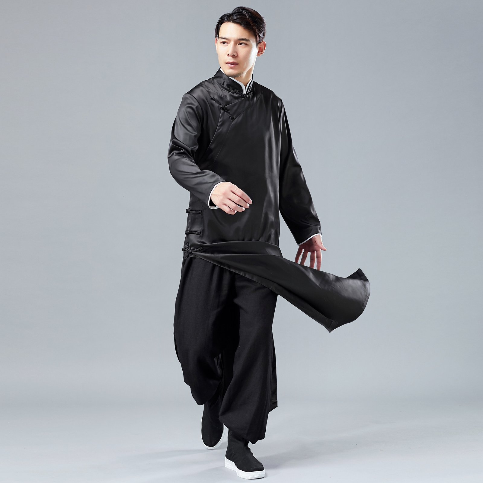 10521472440_782433305.jpg Improved Hanfu men‘s satin gown - Image 1