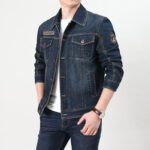 Cross-border foreign trade men's denim jacket autumn loose jacket casual lapel denim jacket locomotive - Image 3