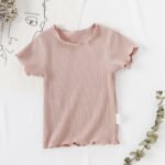 Running volume basic girls T-shirt fungus edge short-sleeved T-shirt summer new 1-6 years old children's cotton top