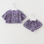 Children's clothing one-piece summer new girls' Korean version of the leopard print two-piece suit sportswear children's cotton suit - Image 2