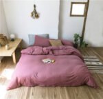 Japanese-style simple unprinted comfortable naked sleeping plain knitted Tianzhu cotton four-piece set full cotton quilt cover sheet bedding