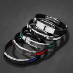 Factory direct sales titanium steel personalized Korean version glossy men's silicone bracelet bracelet trendy men's fashion stainless steel jewelry