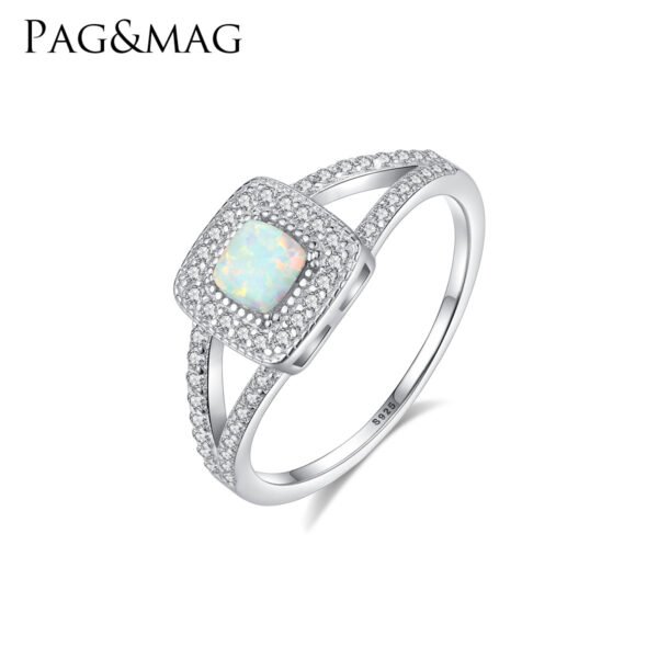 PAG&MAG new s925 silver ring inlaid zircon opal opal ring Europe and the United States high-end niche first jewelry