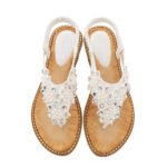 2022 summer new bohemian style handmade flower round toe thong sandals women's fashion all-match trend sandals - Image 2