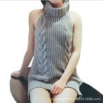 Japanese women's sweater spring new sexy Japanese mid-length halter sleeveless lace-up sweater dress seven three - Image 5