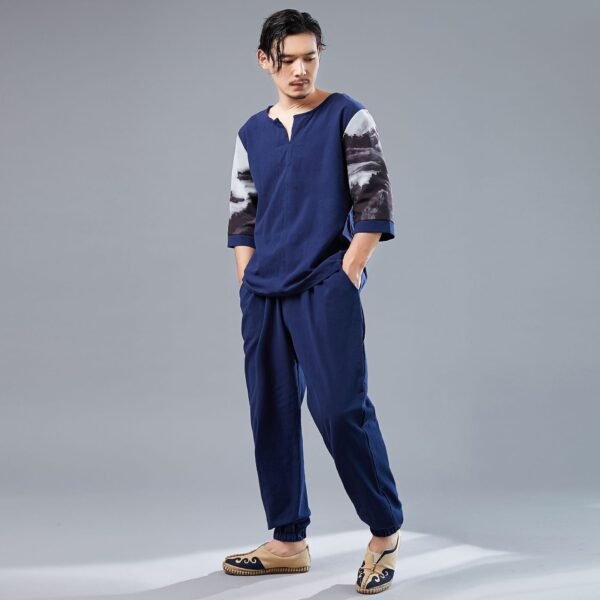 Improved Hanfu cotton and hemp printing suit