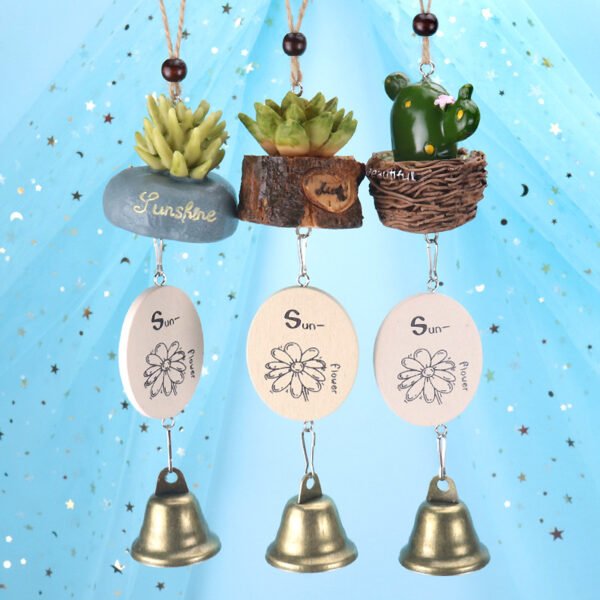 Creative potted succulent plants Japanese-style resin decoration car wind chime hanging decoration bell birthday gift