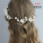 Bridal hair accessories a piece of hair accessories free shipping headdress plug European and American hair accessories ceramic wedding handmade hair comb hair plug combination - Image 2