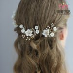 Bridal hair accessories a piece of hair accessories free shipping headdress plug European and American hair accessories ceramic wedding handmade hair comb hair plug combination - Image 3