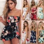 Summer hot style new sexy print women's off-the-shoulder jumpsuit