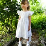 New children's dress girl's dress cotton and linen back bow princess dress children's dress cross-border