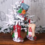 Christmas decorations Santa Claus socks plaid doll linen socks Christmas tree pendant ornaments Christmas gift bag - Image 3
