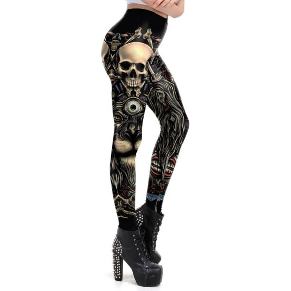 Cross-border supply hot selling skull 3d digital printing tight feet ladies yoga leggings factory direct sales