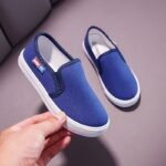 Children's canvas shoes girls' shoes new breathable sneakers boys kindergarten white shoes slip-on casual shoes - Image 2