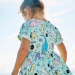 Summer new European and American style brand children's clothing knitted children's skirt short-sleeved printed cotton girls' dress one piece on behalf of - Image 3