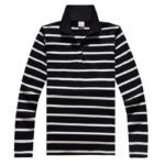 2019 Autumn New Arrival Cotton Lapel Striped Women's T-shirt Casual Plus Size Women's Sports Fashion Shirt - Image 5