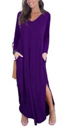 V-neck pocket slit irregular long sleeved dress - Image 7