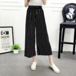 Real shot 2022 new spring and autumn wear casual wide-leg pants black and white striped big-leg pants with wide-leg harem pants tide - Image 3