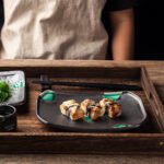 Factory direct selling Japanese tableware characteristic hotel restaurant creative sushi dim sum square plate matte black multi-angle plate - Image 4