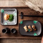 Factory direct selling Japanese tableware characteristic hotel restaurant creative sushi dim sum square plate matte black multi-angle plate - Image 2