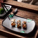 Factory direct selling Japanese tableware characteristic hotel restaurant creative sushi dim sum square plate matte black multi-angle plate - Image 3