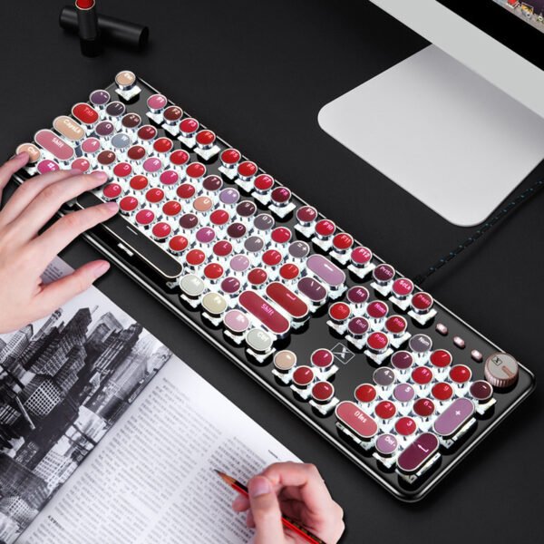 Cross-border Xinmeng K520 real mechanical lipstick keyboard punk retro laptop desktop keyboard