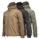 Factory direct sale shark skin soft shell jacket camouflage hooded fleece jacket waterproof wind mountaineering warm jacket winter
