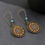Cross-border niche ethnic style earrings female hollow alloy earrings European and American original jewelry wholesale factory direct sales - Image 2