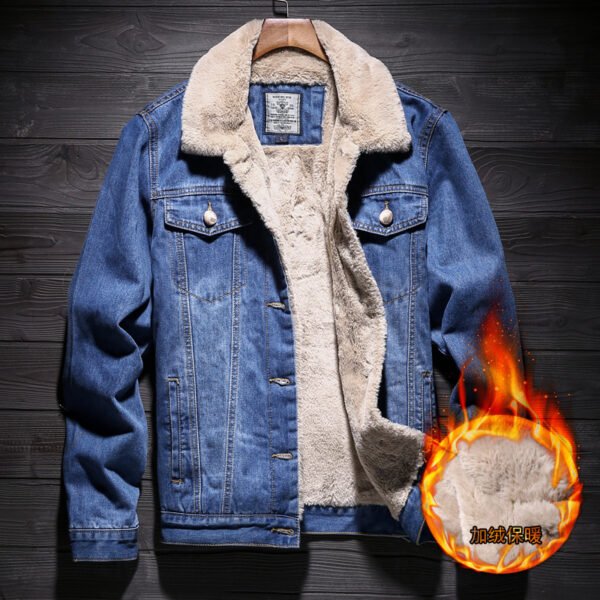 Winter boys are handsome, fleece and thickened denim jackets, Korean slim tops, warm jackets, casual and versatile for young people