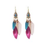 Daisy's new creative retro tassel feather earrings women's long oil drop earrings European and American Bohemian jewelry - Image 5