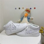 High-top small white shoes women's leather face Korean version all-match canvas shoes lace-up breathable Japanese style basic trend women's shoes on behalf of - Image 2