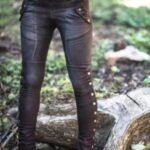 2019 AliExpress Amazon hot style rivet slit sexy pencil pants slim elastic pocket pencil pants