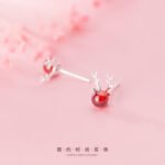 S925 sterling silver pomegranate red elk antler earrings femininity earrings design sense niche fashion 131ED - Image 2