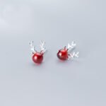 S925 sterling silver pomegranate red elk antler earrings femininity earrings design sense niche fashion 131ED - Image 4