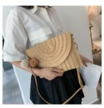 Cross-border one-piece drop-shipping new ball clutch bag shoulder messenger paper debate straw woven bag casual woven bag women's bag - Image 2