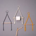 Cross-border hot selling creative paper roll holder kitchen handmade cotton thread weaving punch-free hotel toilet paper holder vertical pendant - Image 3