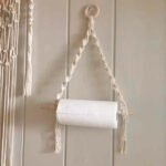 Cross-border hot selling creative paper roll holder kitchen handmade cotton thread weaving punch-free hotel toilet paper holder vertical pendant