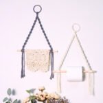 Cross-border hot selling creative paper roll holder kitchen handmade cotton thread weaving punch-free hotel toilet paper holder vertical pendant - Image 4