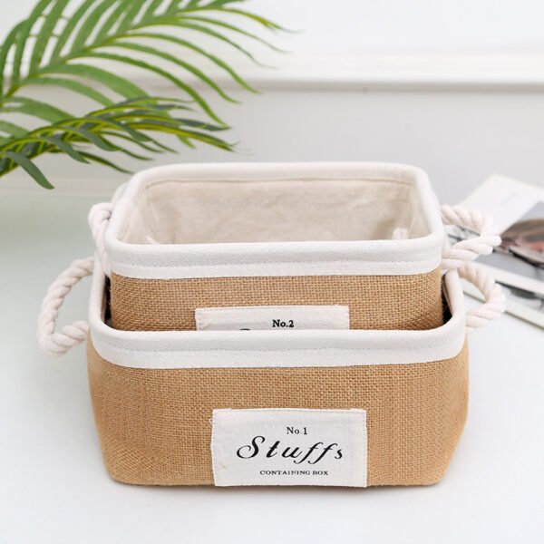 Japanese-style simple jute storage basket storage basket desktop debris storage box fabric portable snacks finishing storage box