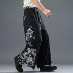 Improved Hanfu retro printed cotton and linen casual pants - Image 2