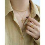 Pleated Cross Necklace - Image 3